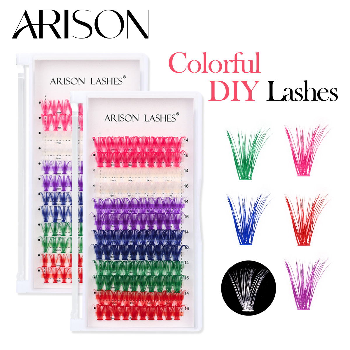 Funny Eyelash Extension - ARISON 12 rzędów mieszane kolorowe rzęsy