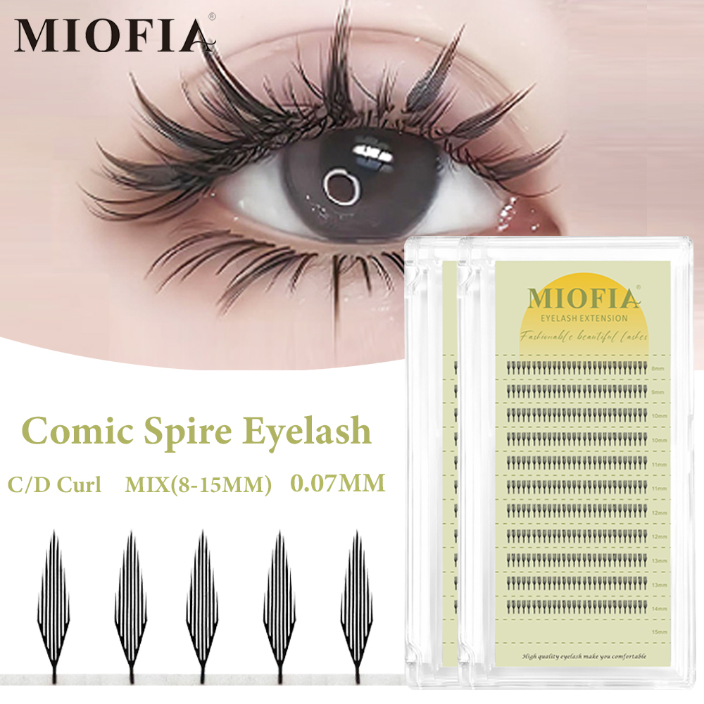 Funny Eyelash Extension - Sztuczne rzęsy Anime Spire, kształt pióra,
