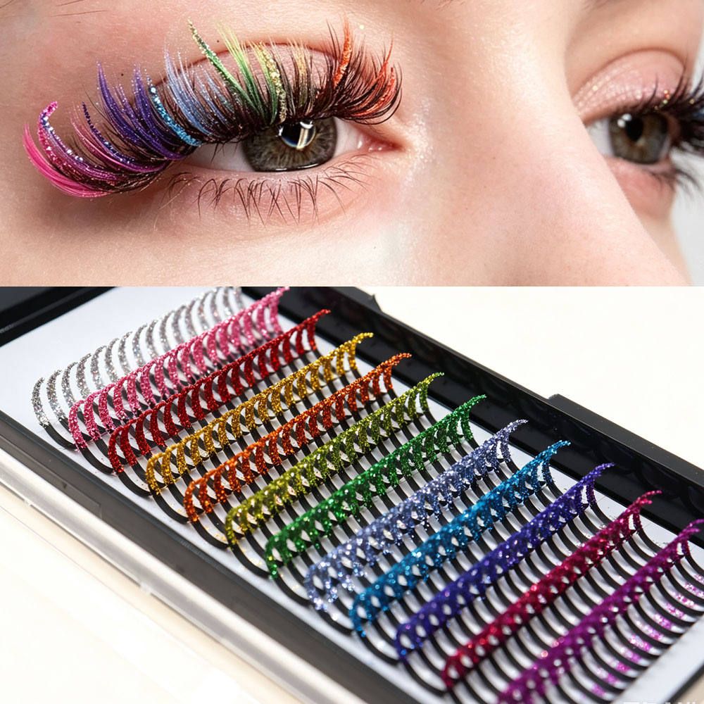 Kolorowe brokatowe rzęsy DIY w – Funny Eyelash Extension recenzja i cena